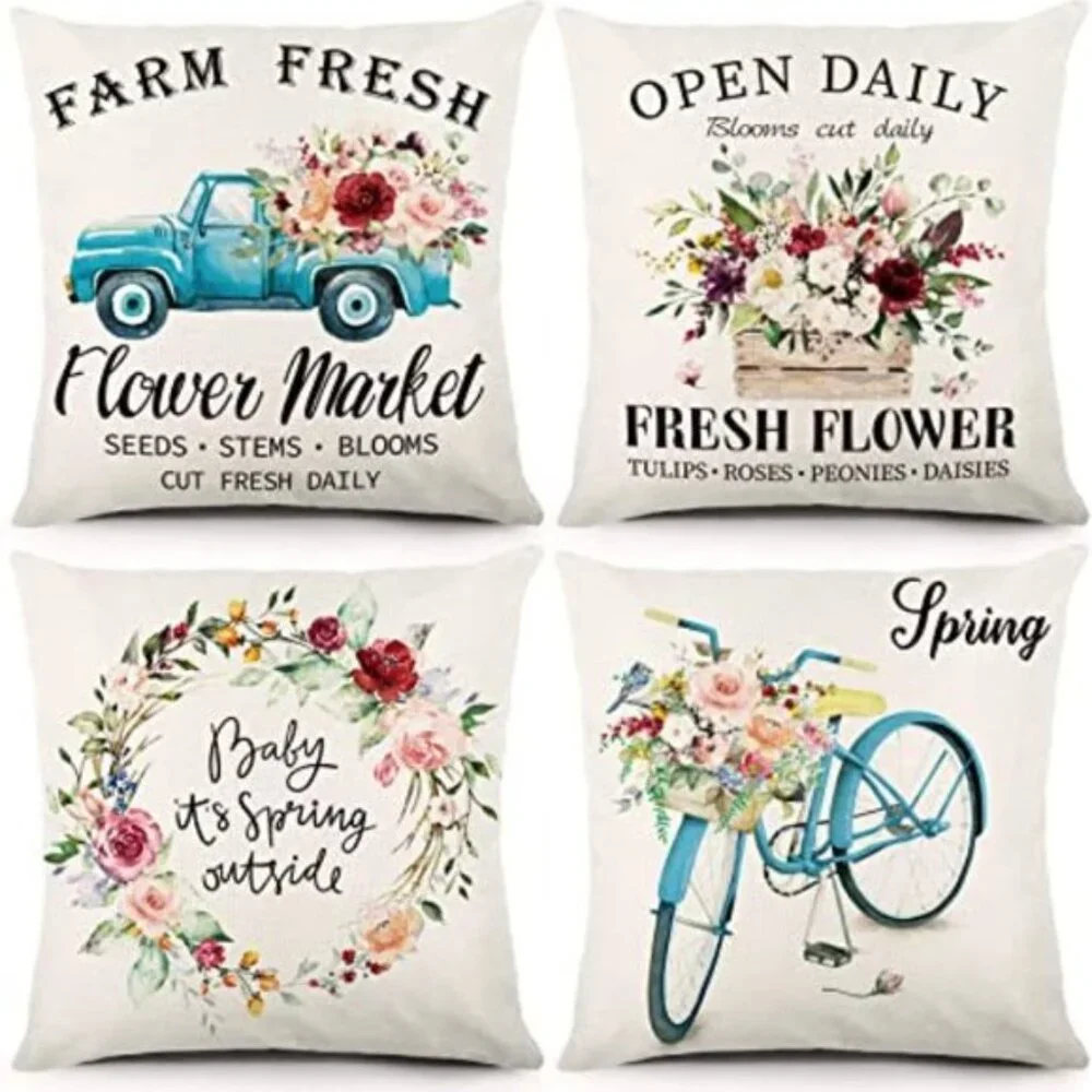 Set of 4 Spring Watercolor Pillow Covers | 18